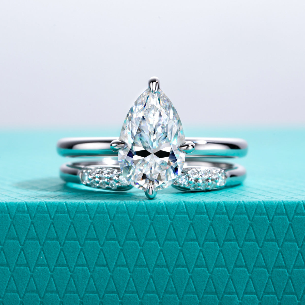S925‑Silver 3.0‑Carat Pear‑Shaped Moissanite Ring