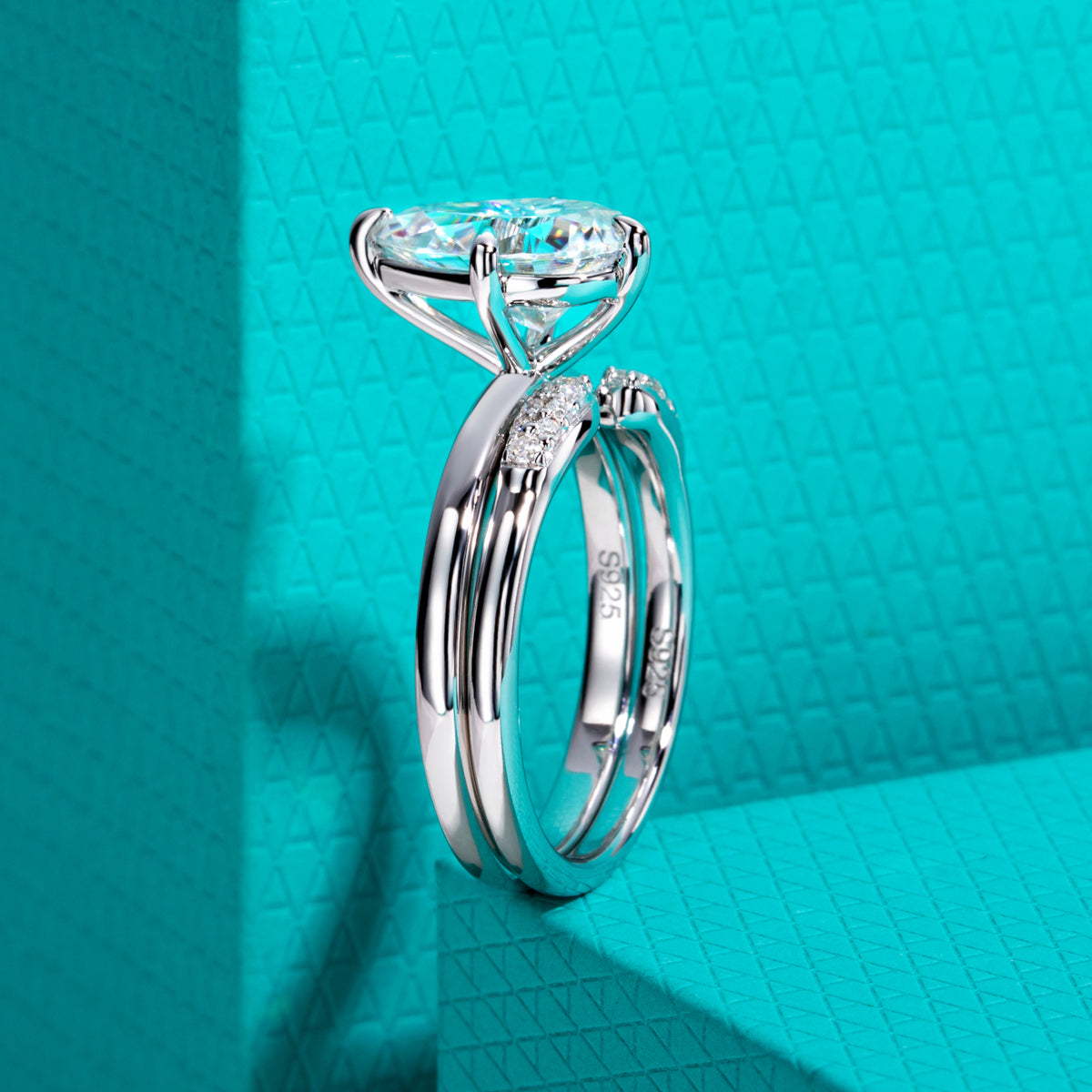 S925‑Silver 3.0‑Carat Pear‑Shaped Moissanite Ring