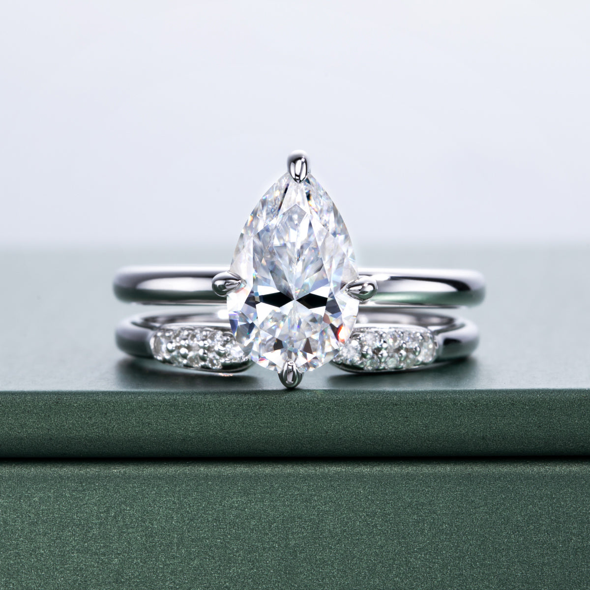 S925‑Silver 3.0‑Carat Pear‑Shaped Moissanite Ring
