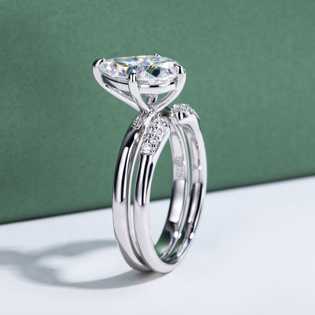 S925‑Silver 3.0‑Carat Pear‑Shaped Moissanite Ring