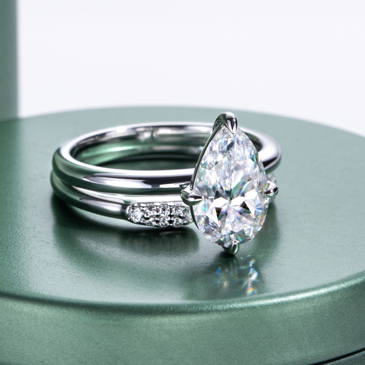 S925‑Silver 3.0‑Carat Pear‑Shaped Moissanite Ring