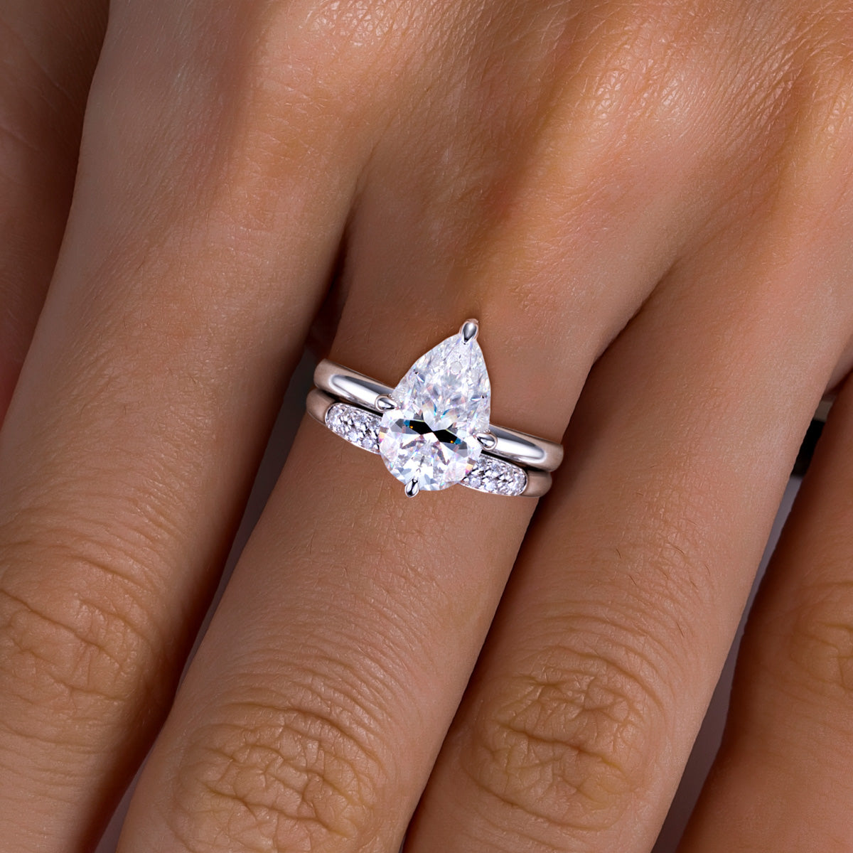 S925‑Silver 3.0‑Carat Pear‑Shaped Moissanite Ring