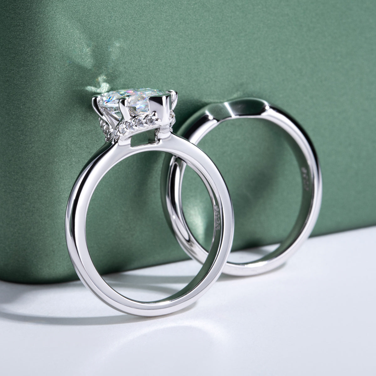 S925‑Silver 3.0‑Carat Marquise‑Cut Moissanite Stackable Ring Set