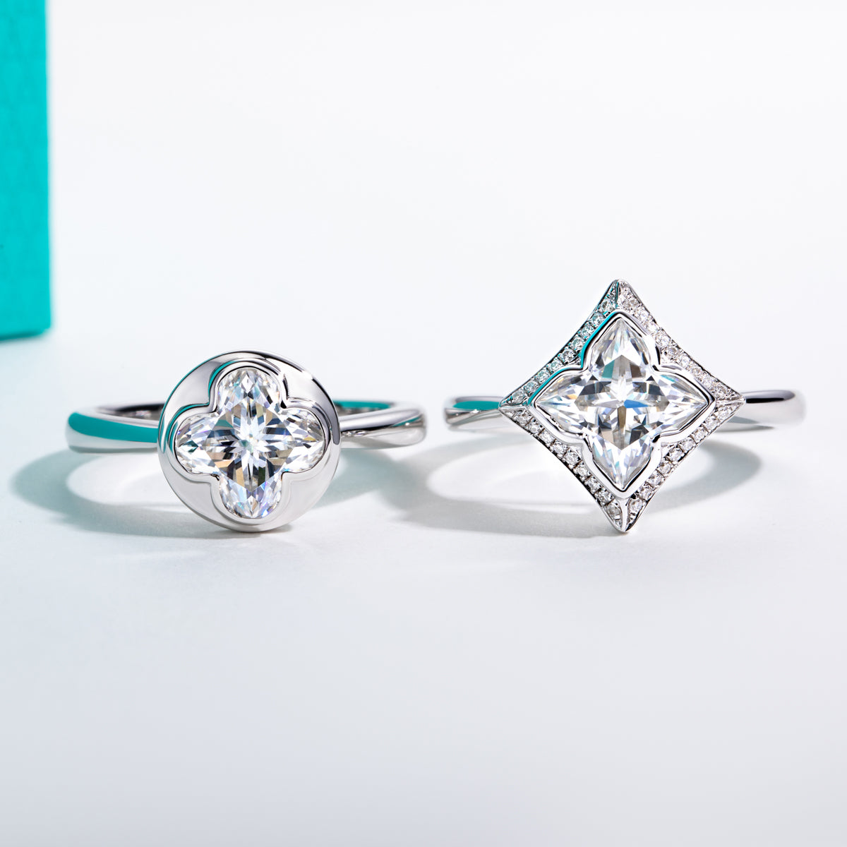S925‑Silver 2.0CT Princess‑Cut Moissanite Lily‑Grass Ring