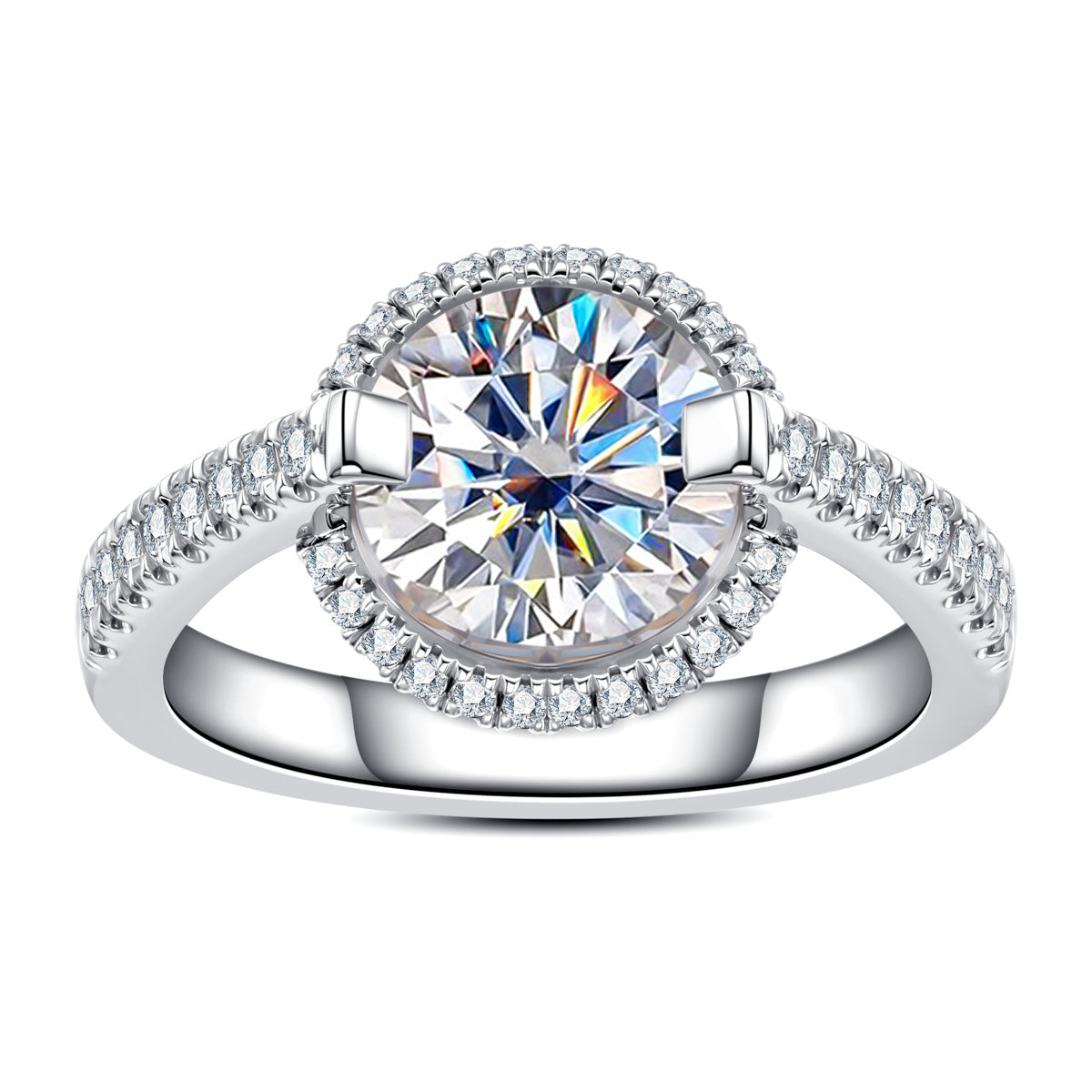 S925‑Silver Round‑Cut 2.0CT Moissanite Ring