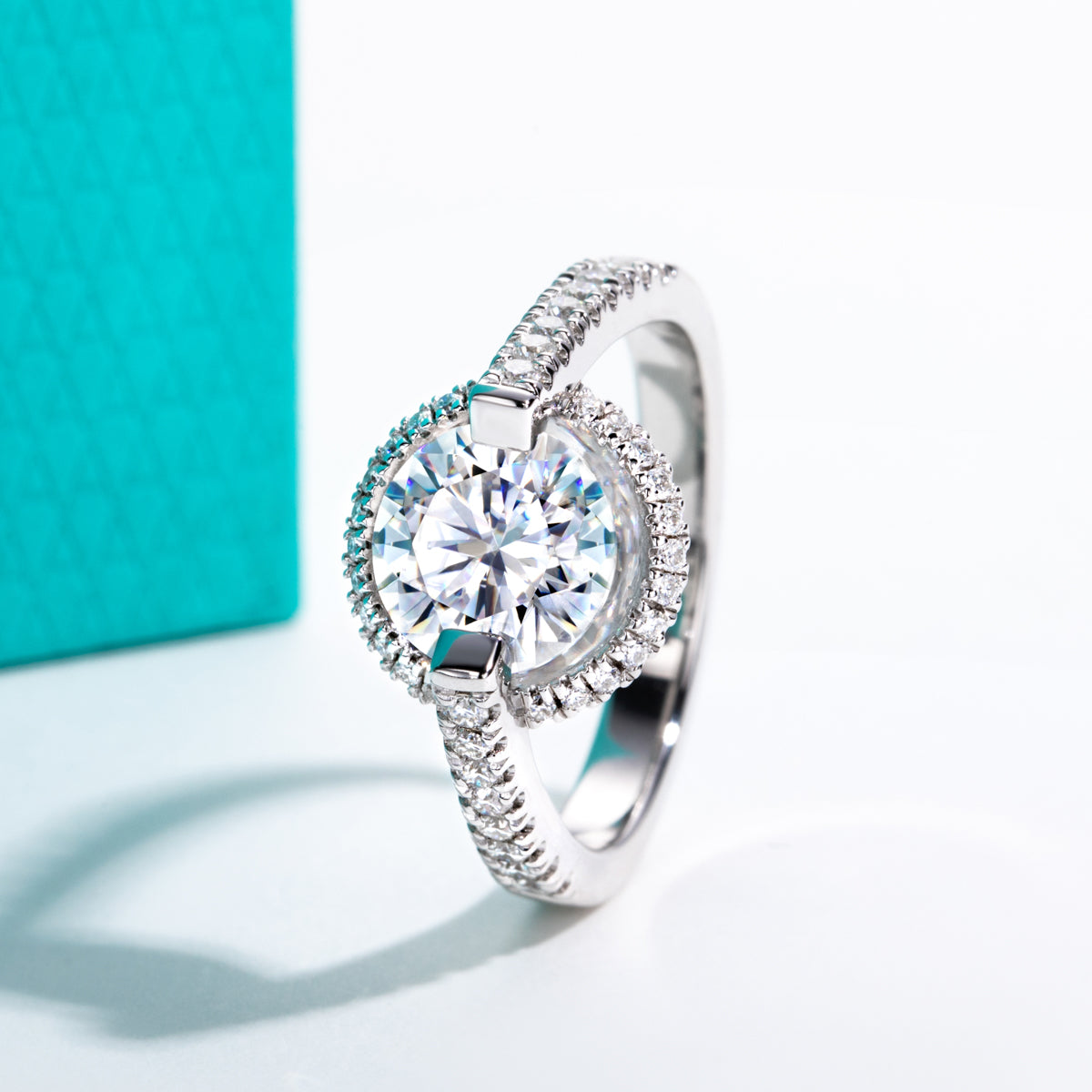 S925‑Silver Round‑Cut 2.0CT Moissanite Ring