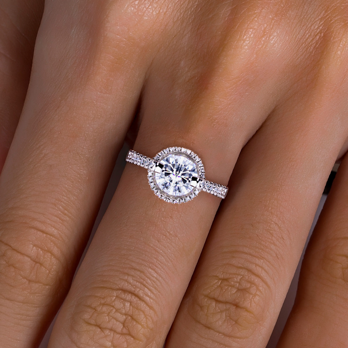 S925‑Silver Round‑Cut 2.0CT Moissanite Ring