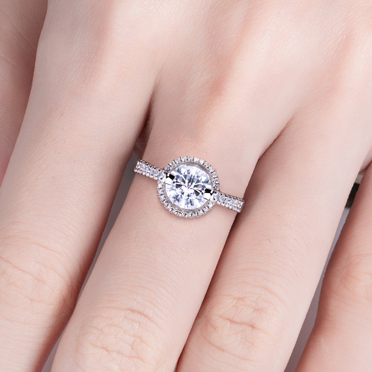 S925‑Silver Round‑Cut 2.0CT Moissanite Ring