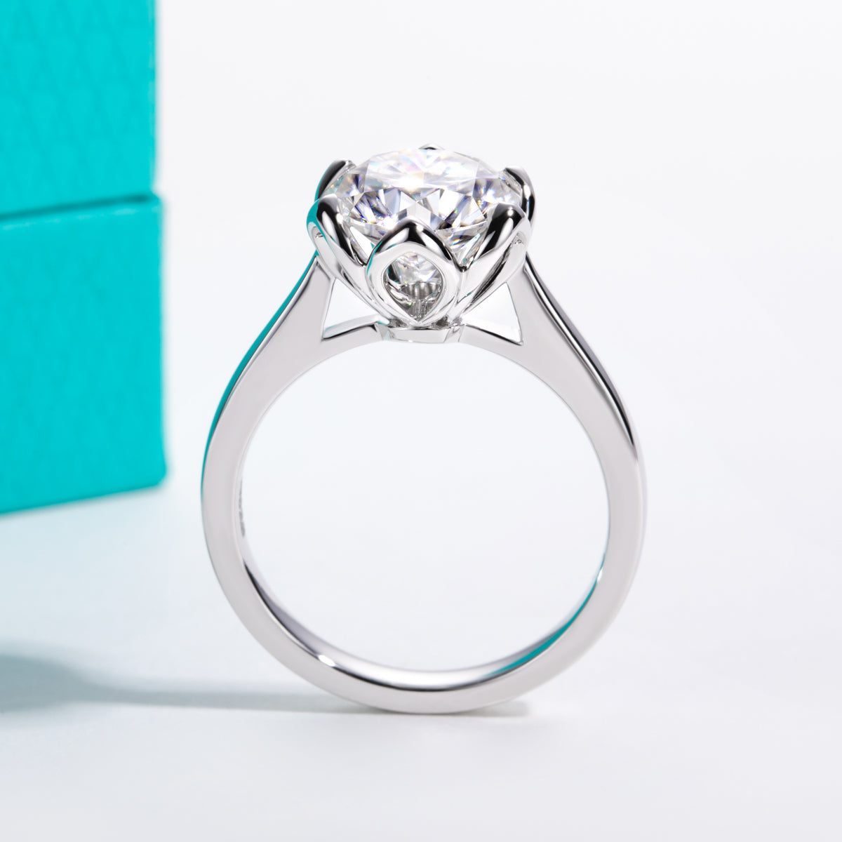 3.0‑Carat Round Moissanite Lotus Ring, S925 Sterling Silver