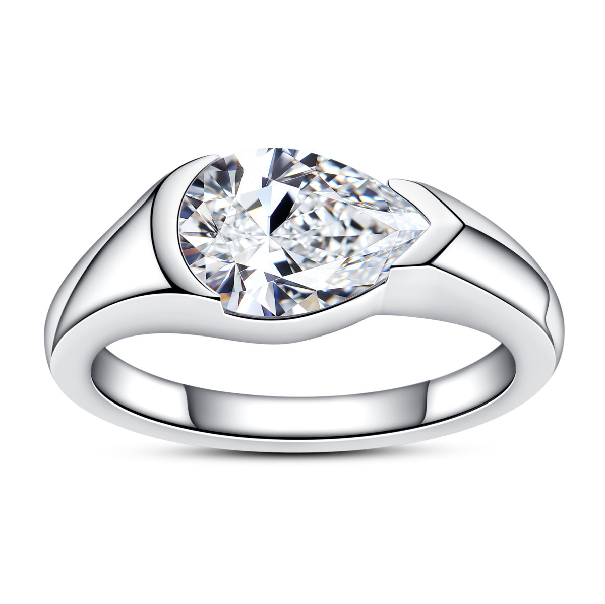 S925‑Silver 2.5‑Carat Pear‑Shaped Moissanite Ring