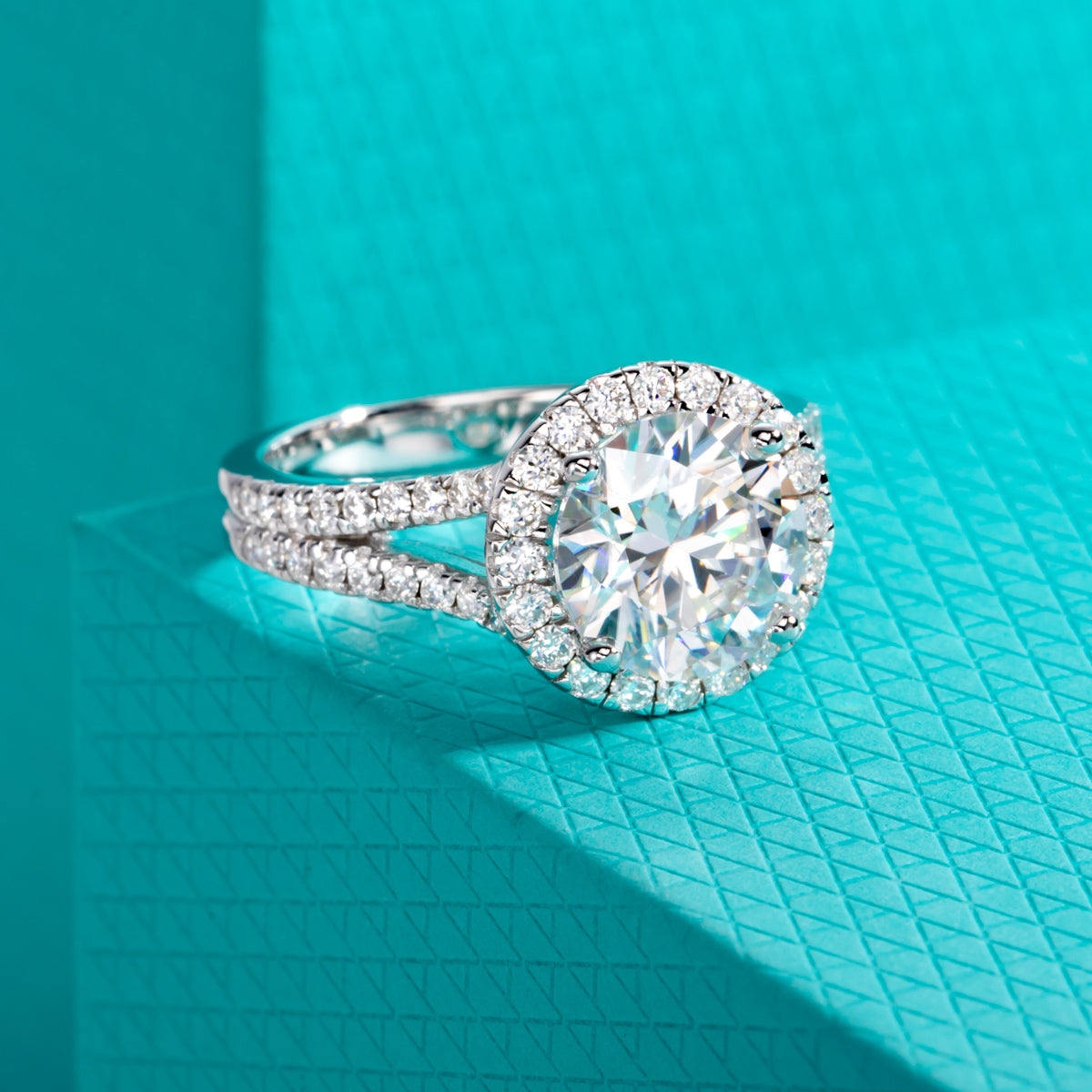 S925 Silver Moissanite Full Paved Y-Shaped Band Ring