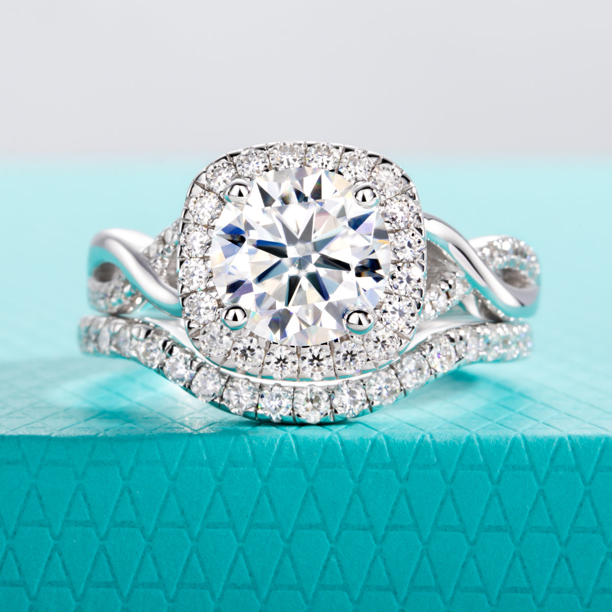 S925 Sterling Silver Full Paved Moissanite Stackable Ring Set