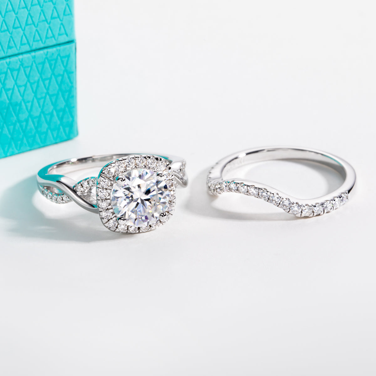 S925‑Silver Round Moissanite Open‑Band Stackable Ring, 2.0 CT