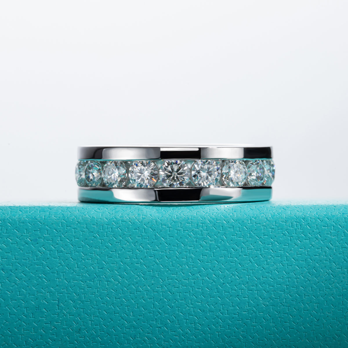 S925 Silver 4.0mm Moissanite Full Bezel Eternity Ring