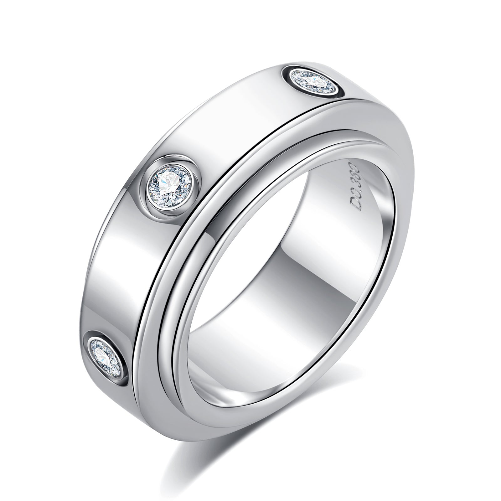Round Cut Moissanite Spinner Ring (0.36 cttw)