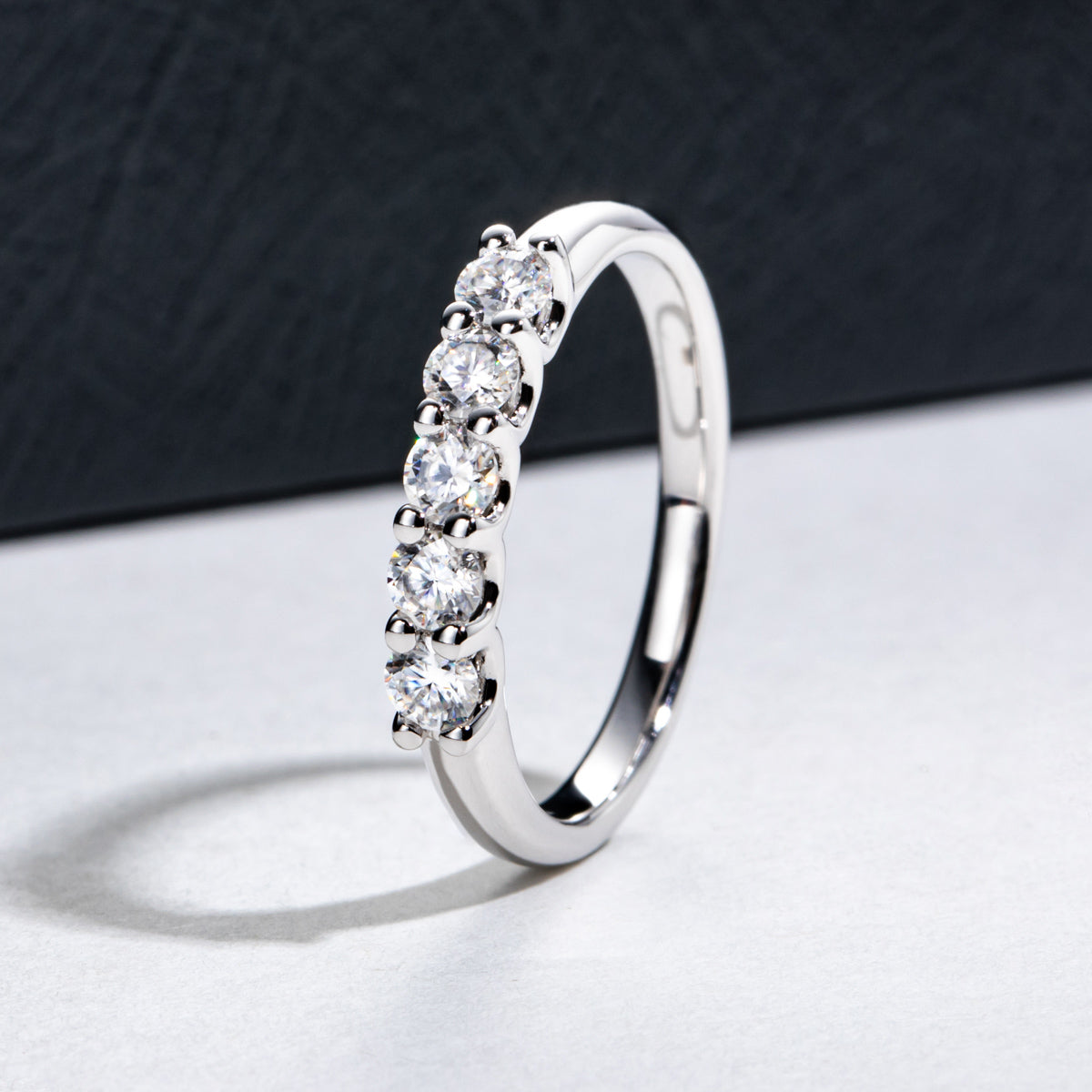 18K Gold Moissanite 5-Stone 0.5CT Ring