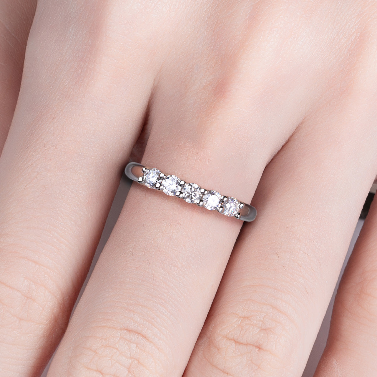 18K Gold Moissanite 5-Stone 0.5CT Ring