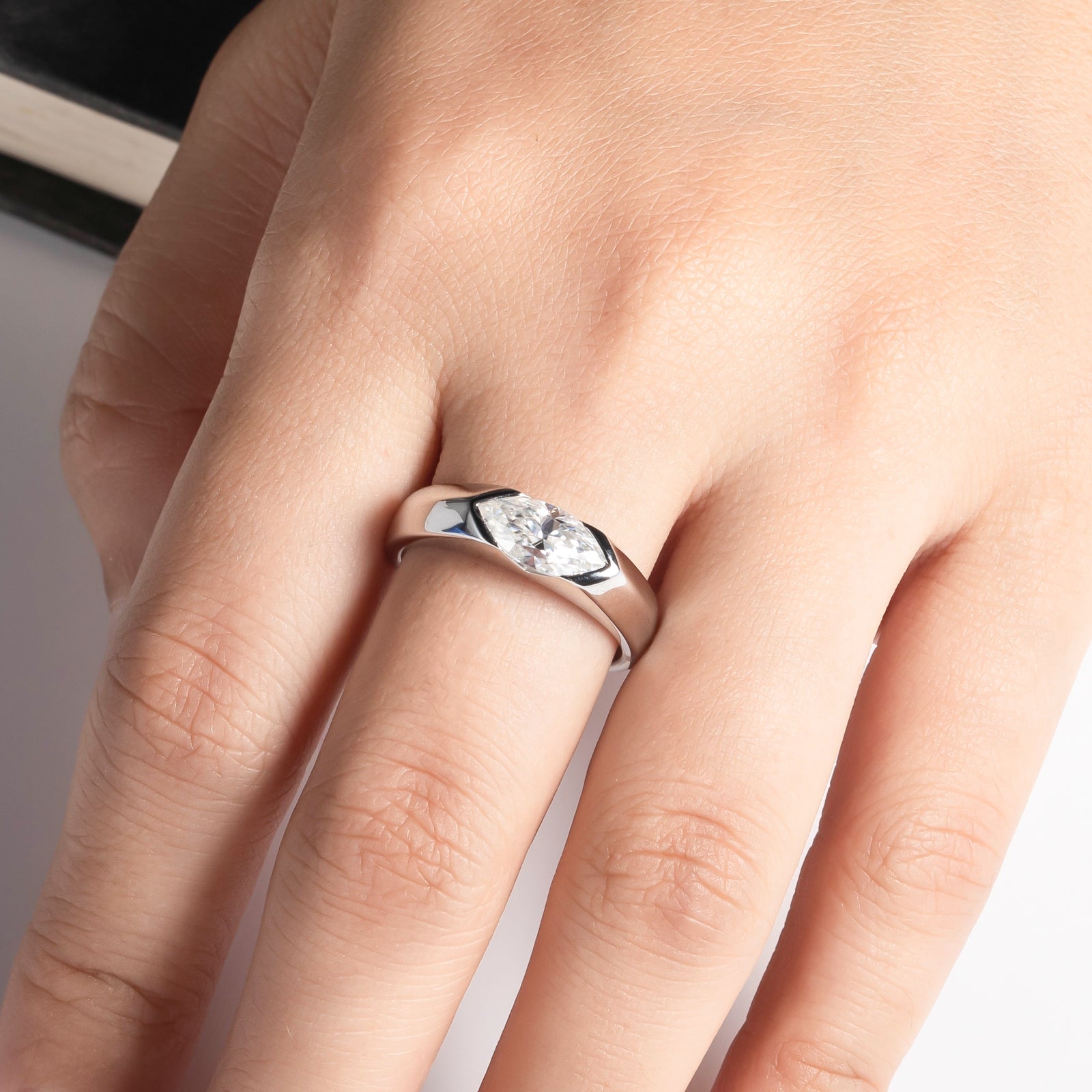 Marquise Cut Moissanite Men's Engagement Ring (1 ct)