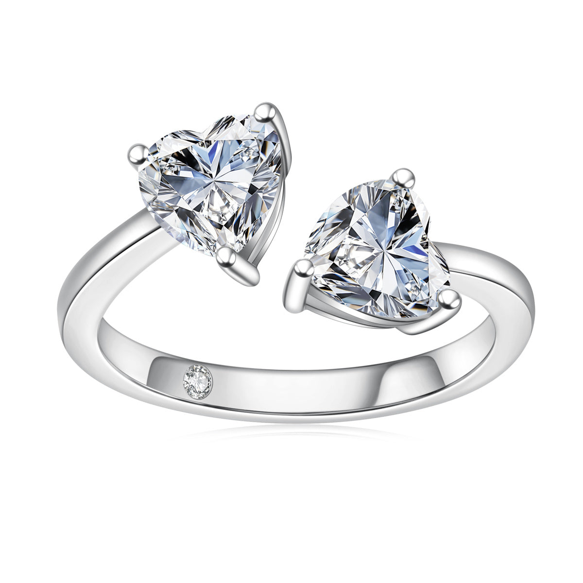 S925 Sterling Silver Moissanite Double Heart Ring