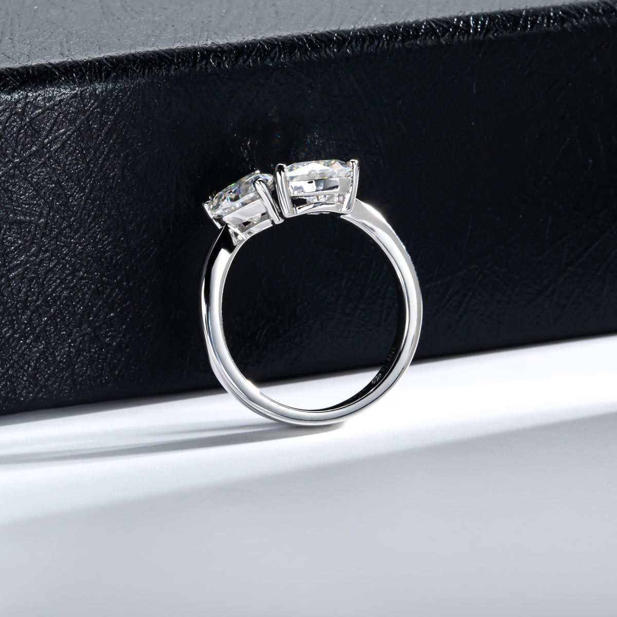 S925 Sterling Silver Moissanite Double Heart Ring
