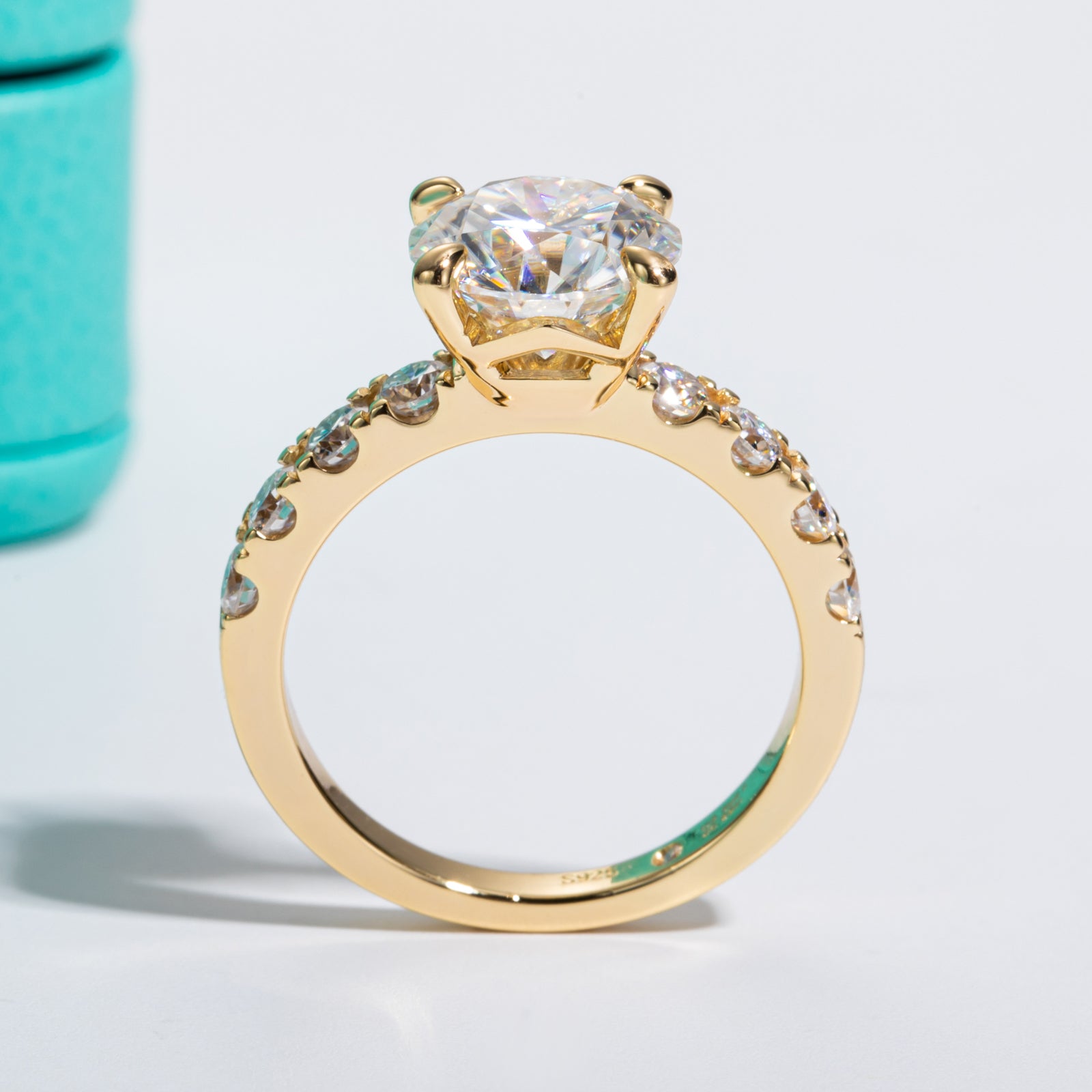 Round Cut Pavé Moissanite Engagement Ring (4.3 cttw)