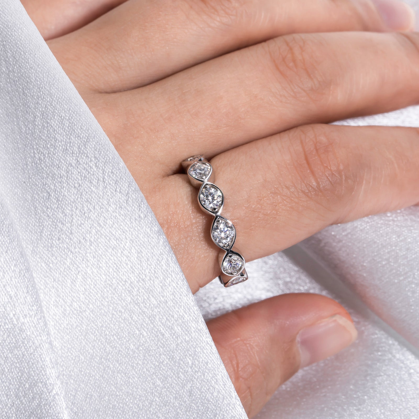 Round Cut Moissanite Wedding Band (2.2 cttw)