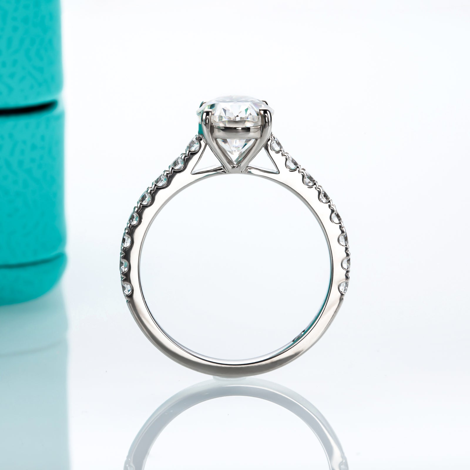 Oval Cut Pavé Moissanite Engagement Ring (2 ct)