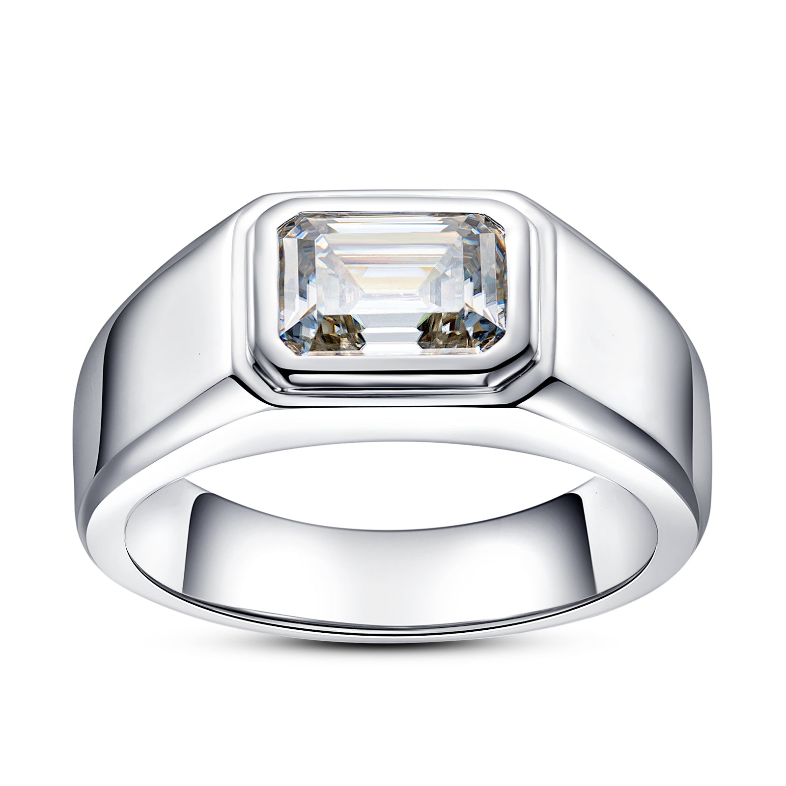 Emerald Cut Moissanite Men's Engagement Ring (2.0 ct)
