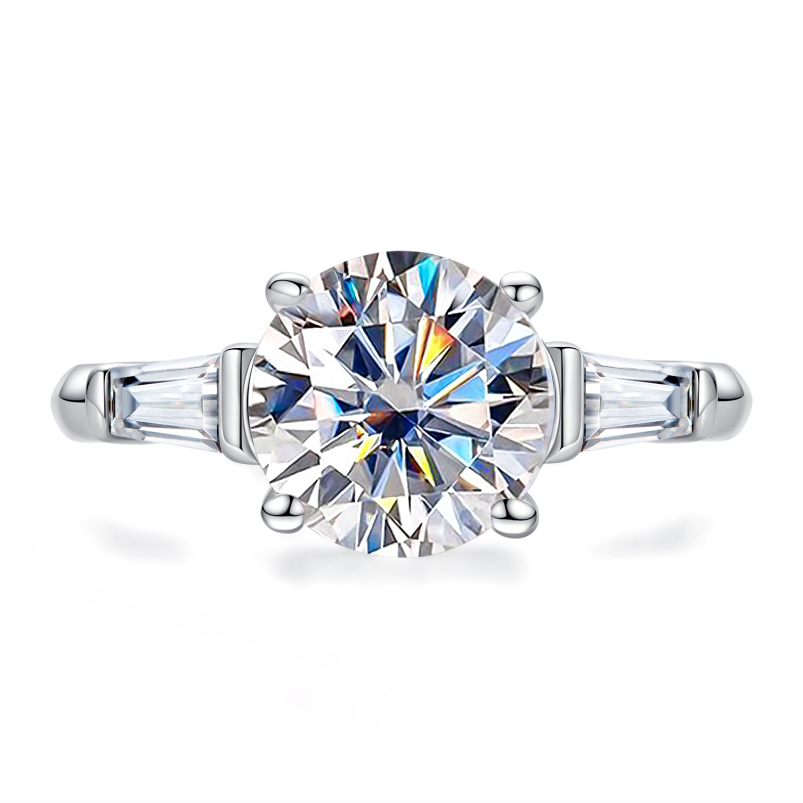 Round Cut 3 Stone Moissanite Engagement Ring (3 ct)