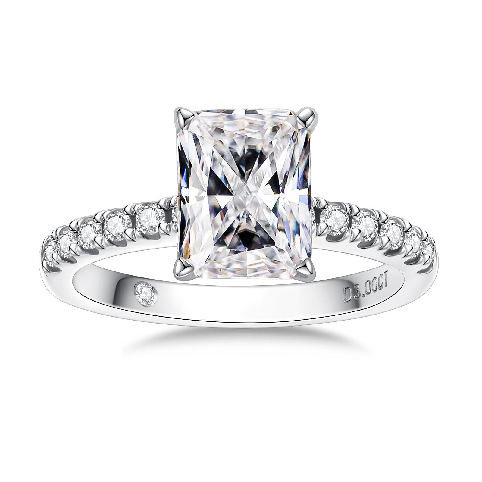 Radiant Cut Pavé Moissanite Engagement Ring (3 ct)