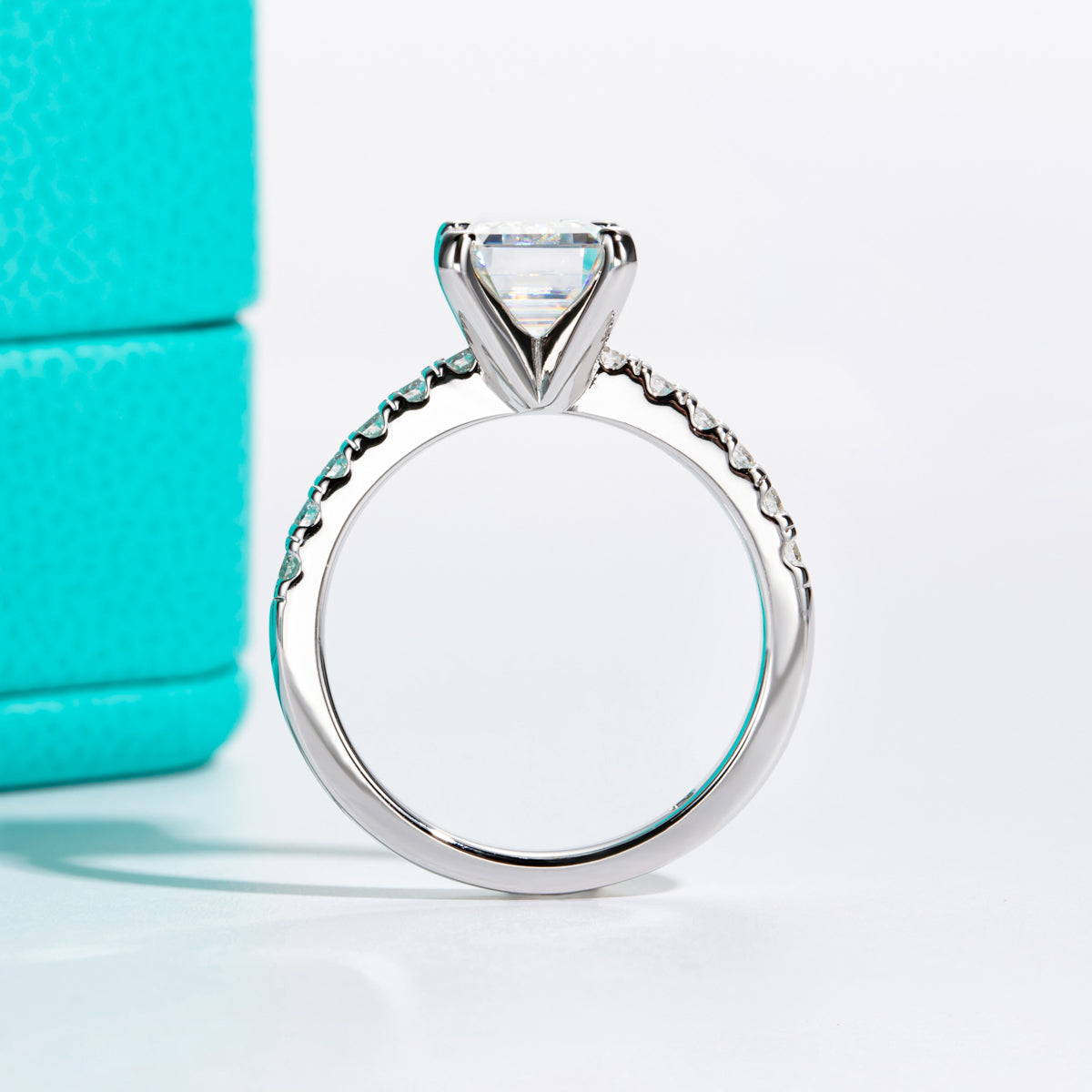 S925 Sterling‑Silver 7×9mm Emerald‑Cut 3CT Moissanite Ring