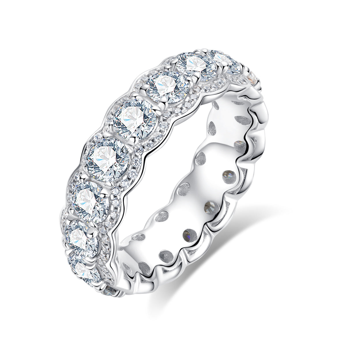 4.0mm Mixed Setting Full Moissanite Eternity Ring
