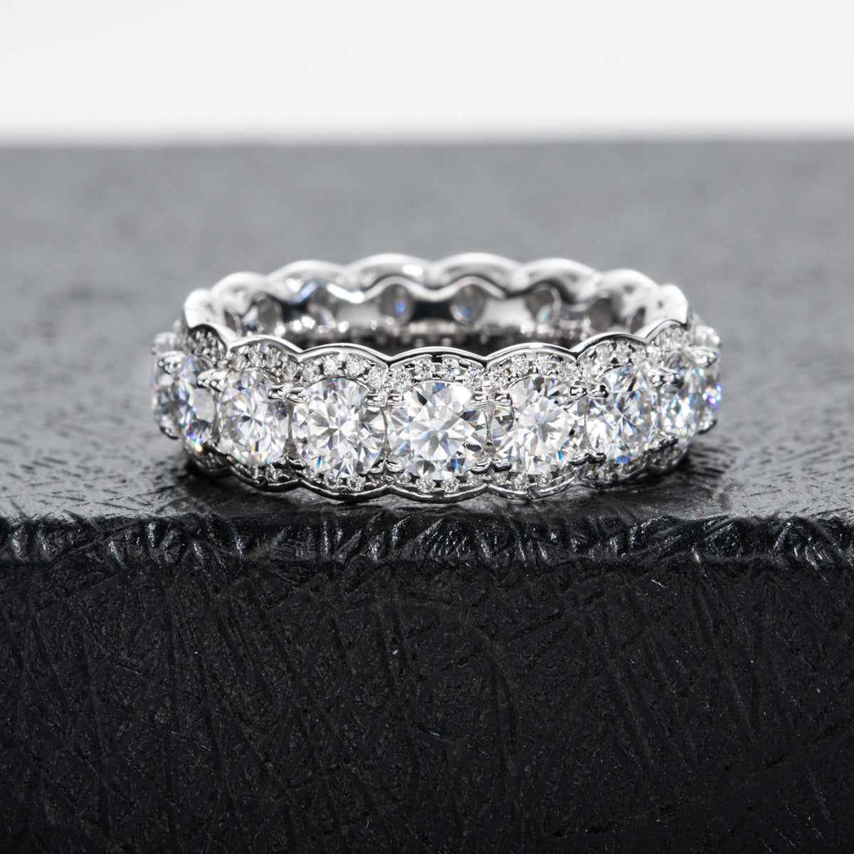 4.0mm Mixed Setting Full Moissanite Eternity Ring