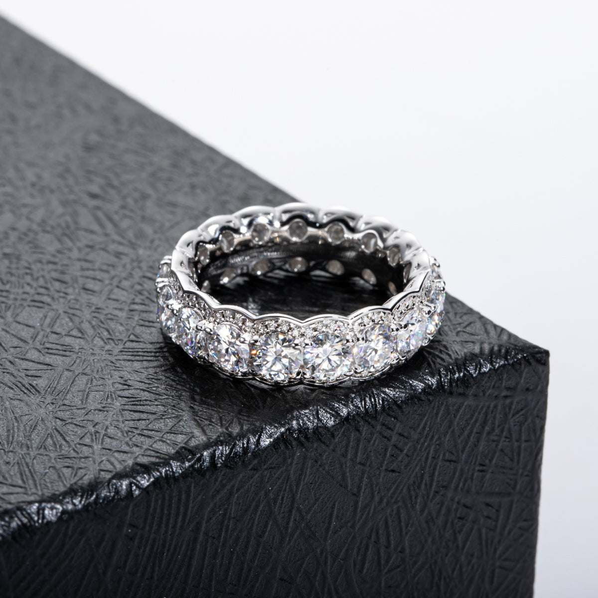 4.0mm Mixed Setting Full Moissanite Eternity Ring