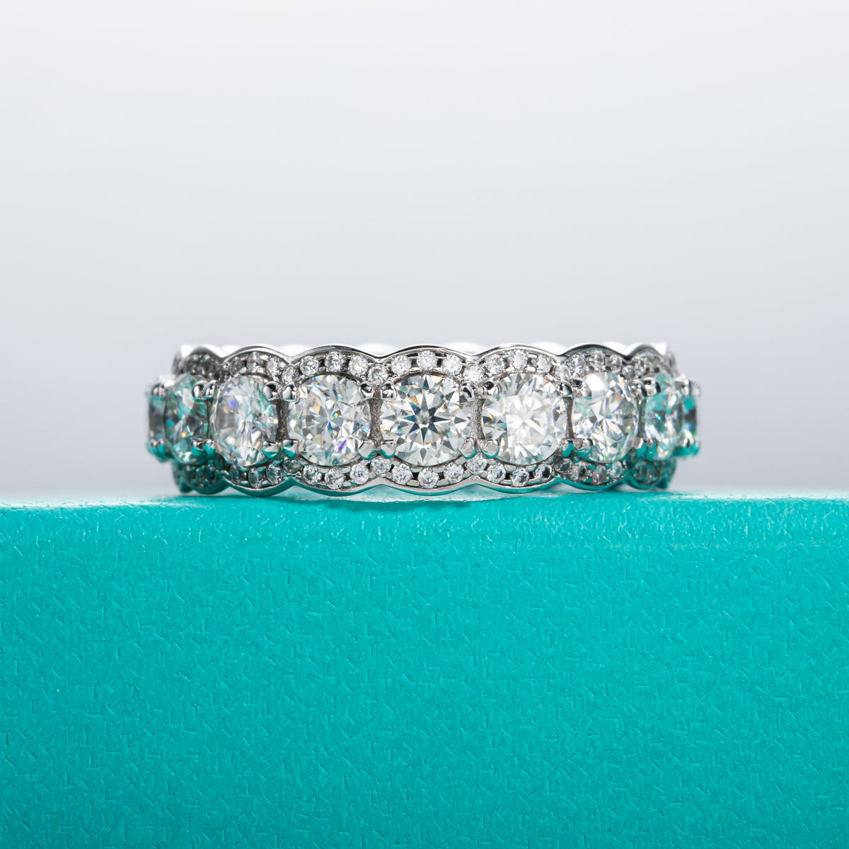 4.0mm Mixed Setting Full Moissanite Eternity Ring