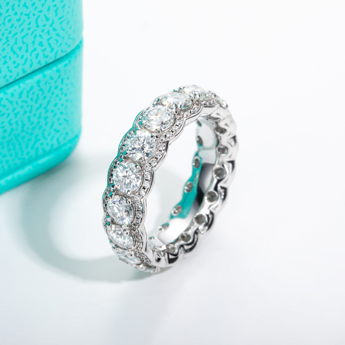 4.0mm Mixed Setting Full Moissanite Eternity Ring
