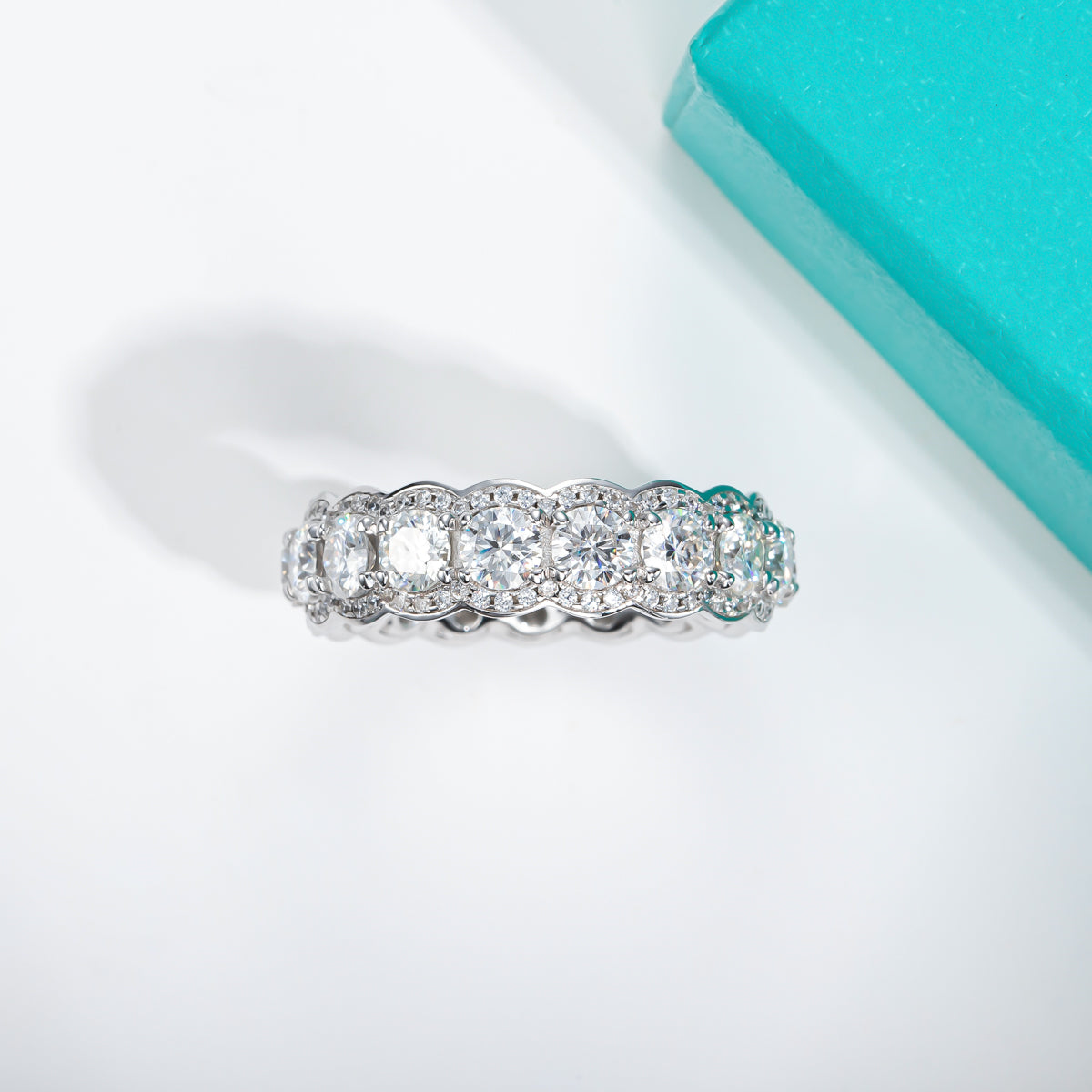 4.0mm Mixed Setting Full Moissanite Eternity Ring