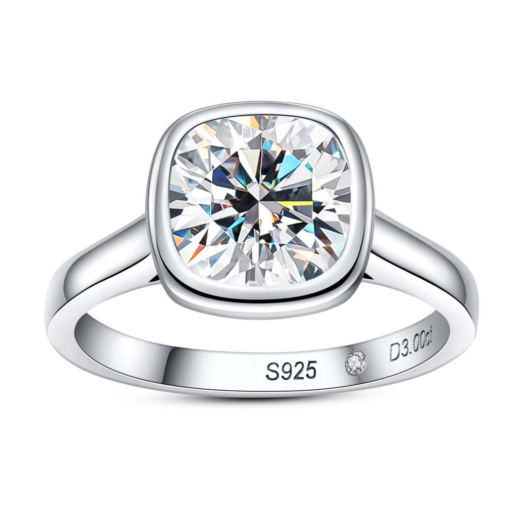 Rmo Rind Cushion Cut Bezel Moissanite Engagement Ring (3 ct)