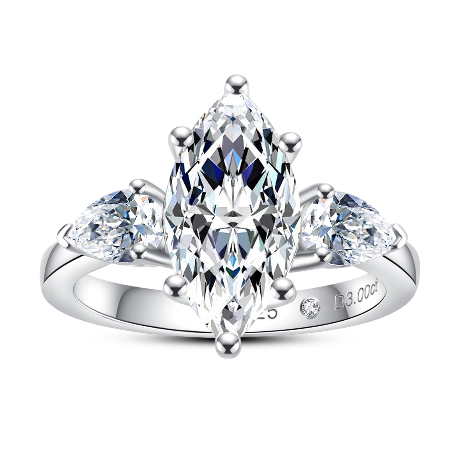 Three-Stone Marquise Moissanite Engagement Ring (4 cttw)