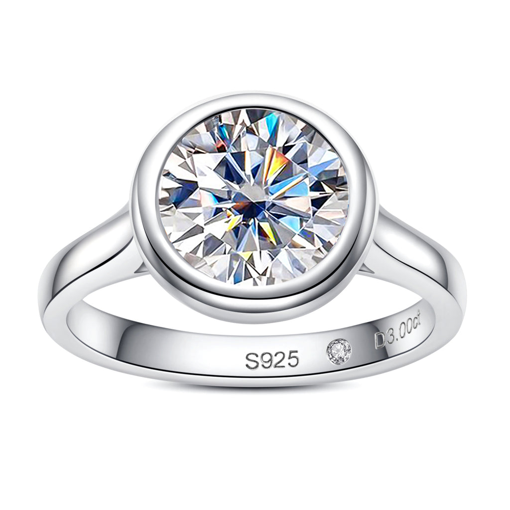 Rmo Rind Round Cut Bezel Moissanite Engagement Ring (3ct)