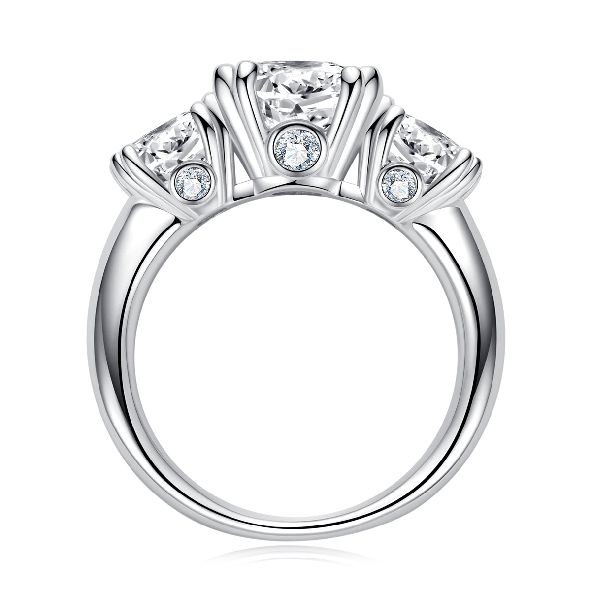 3CT 9mm Round Moissanite Ring S925 Silver Large Stone Wedding Ring