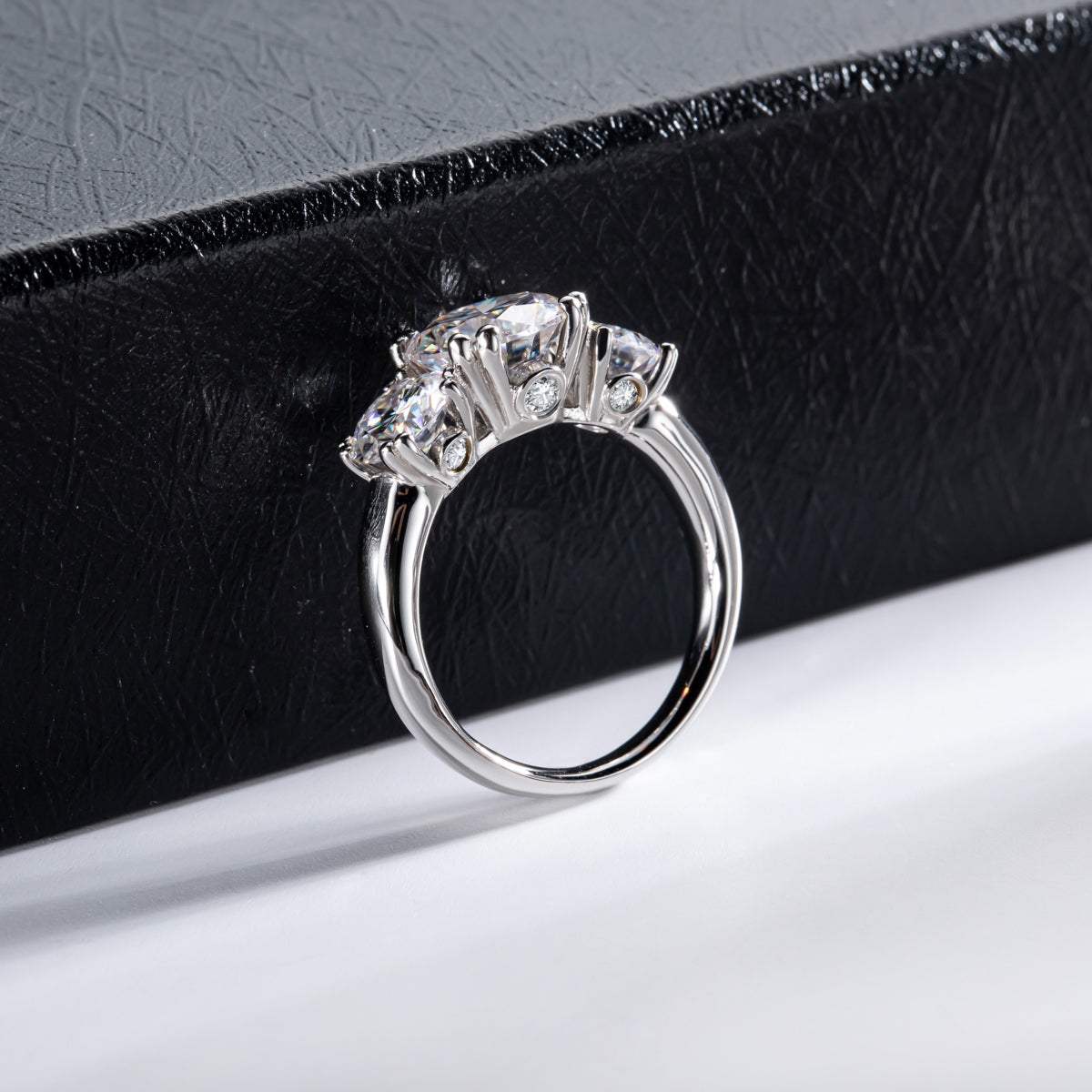 3CT 9mm Round Moissanite Ring S925 Silver Large Stone Wedding Ring