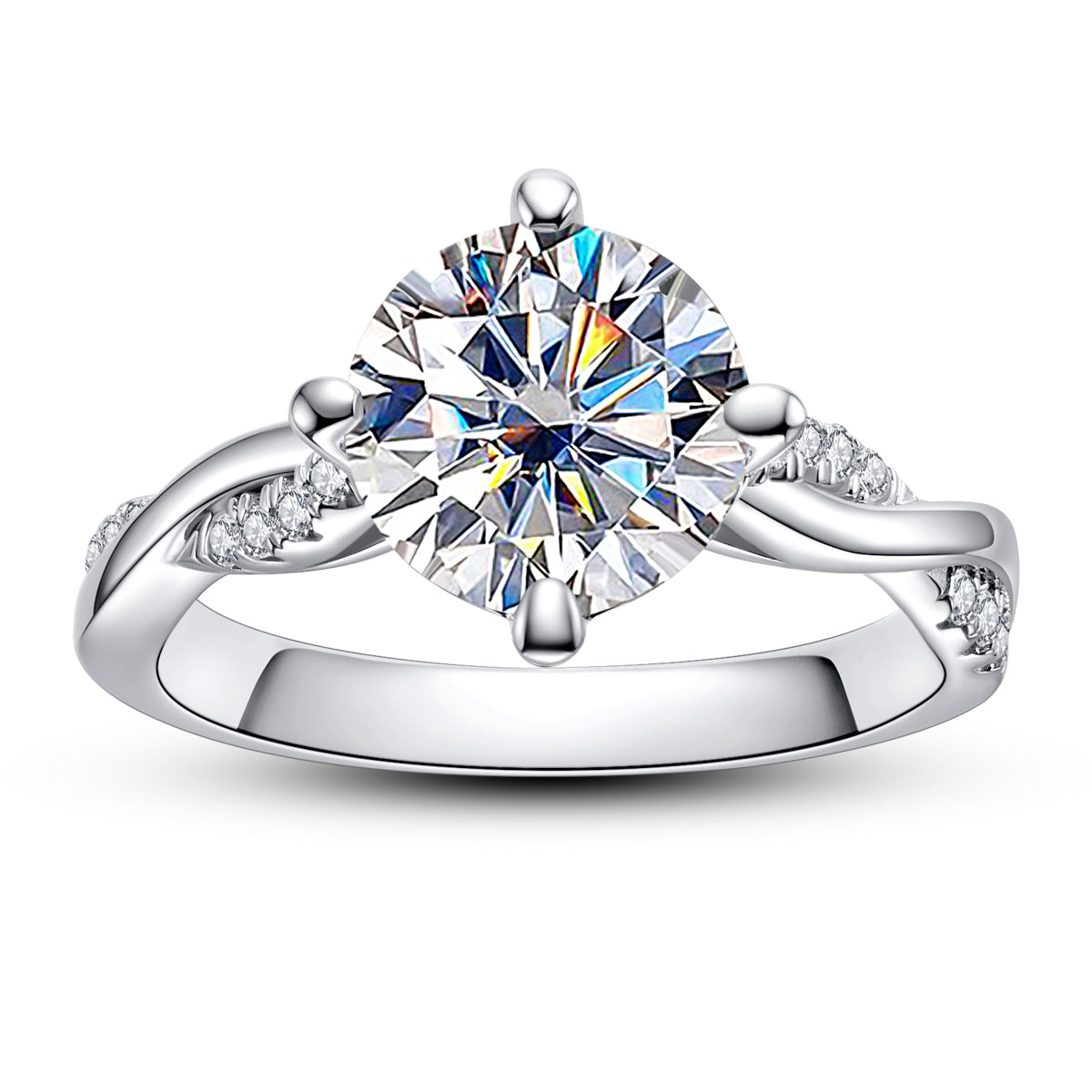 S925 Sterling Silver 3CT Heart Moissanite Four-Prong Ring