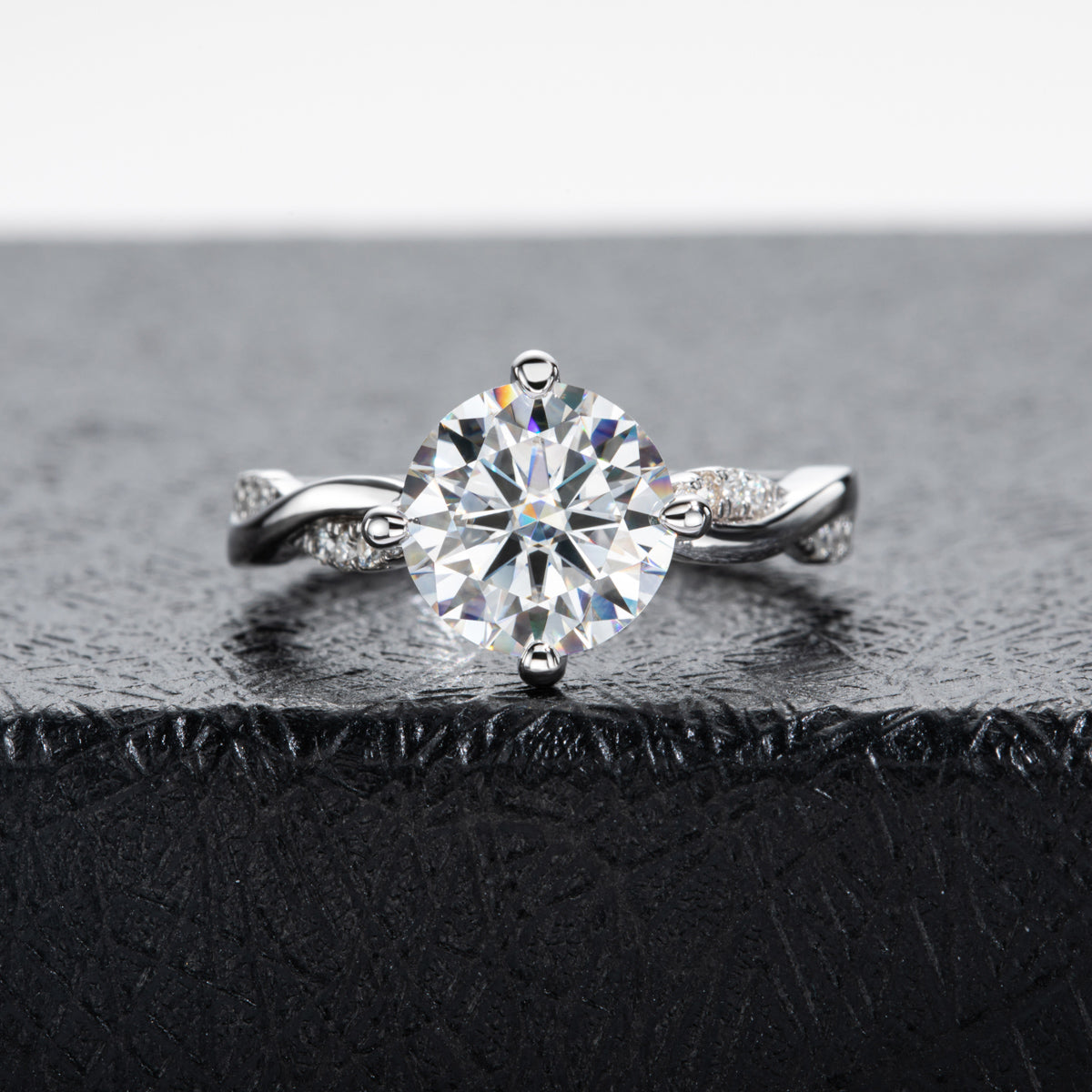S925 Sterling Silver 3CT Heart Moissanite Four-Prong Ring