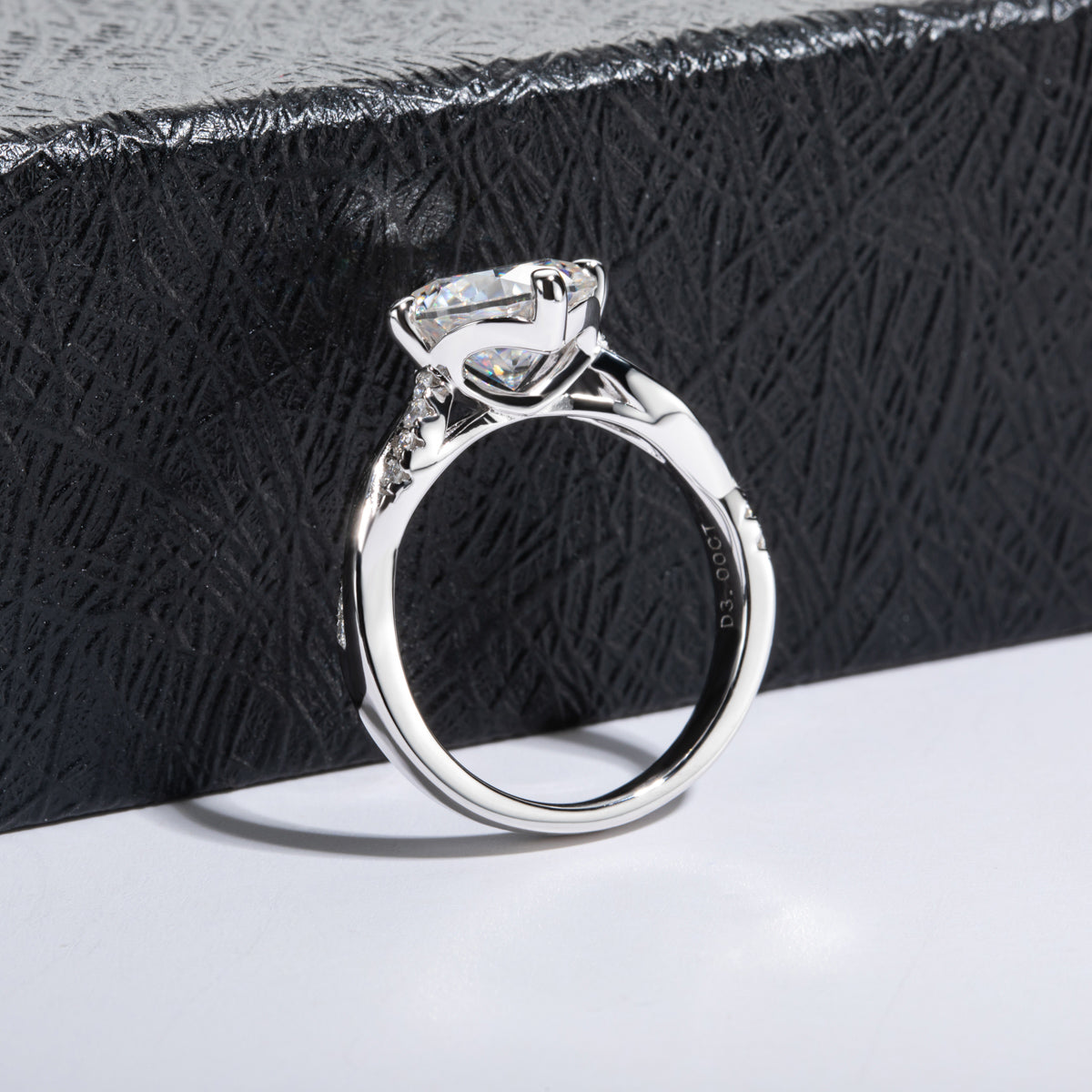 S925 Sterling Silver 3CT Heart Moissanite Four-Prong Ring