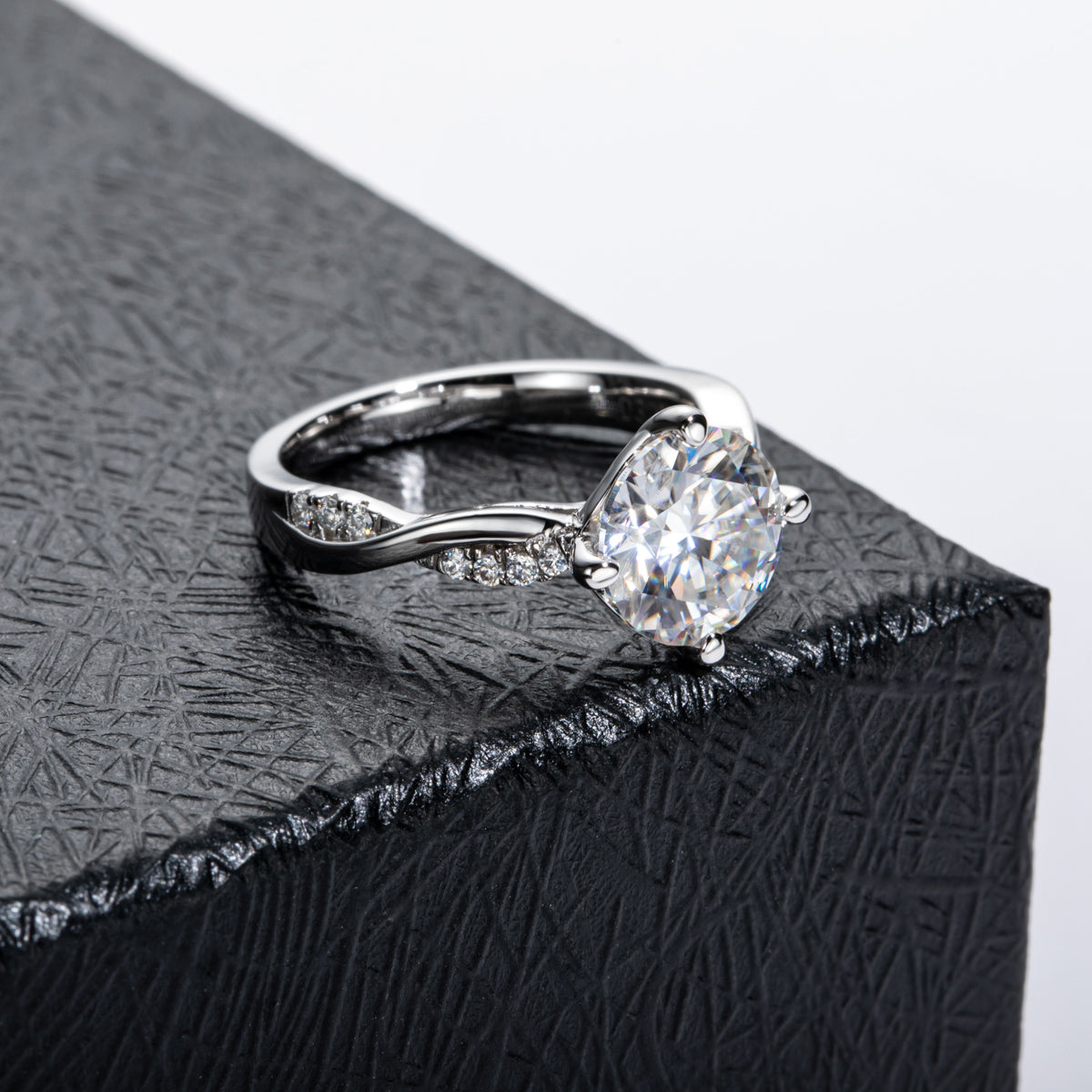 S925 Sterling Silver 3CT Heart Moissanite Four-Prong Ring