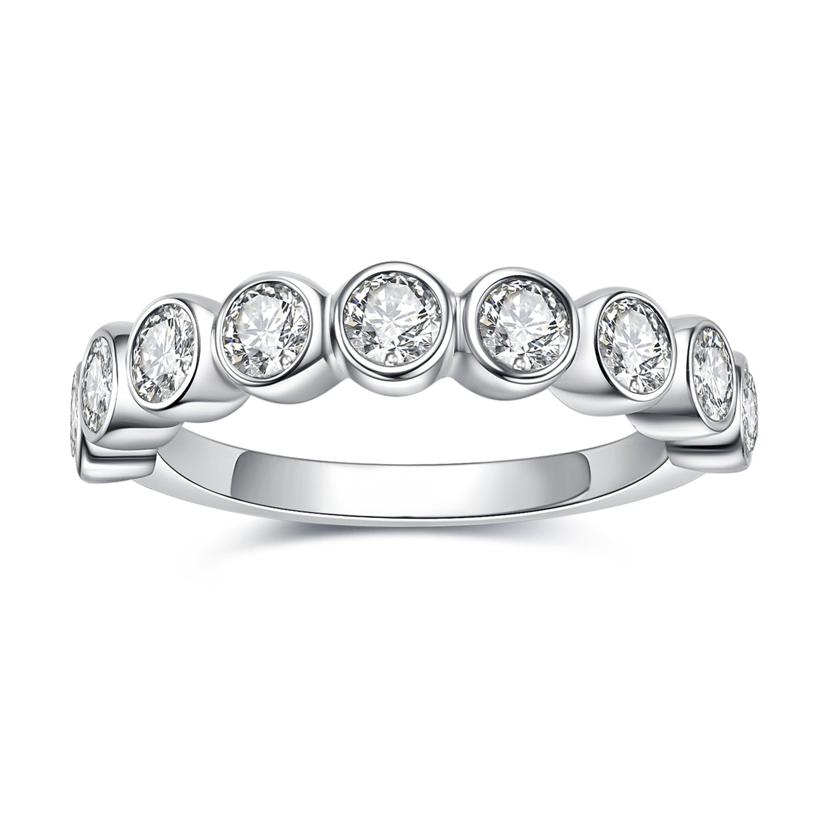 Round Cut 9 Stone Moissanite Wedding Band (0.9 cttw)