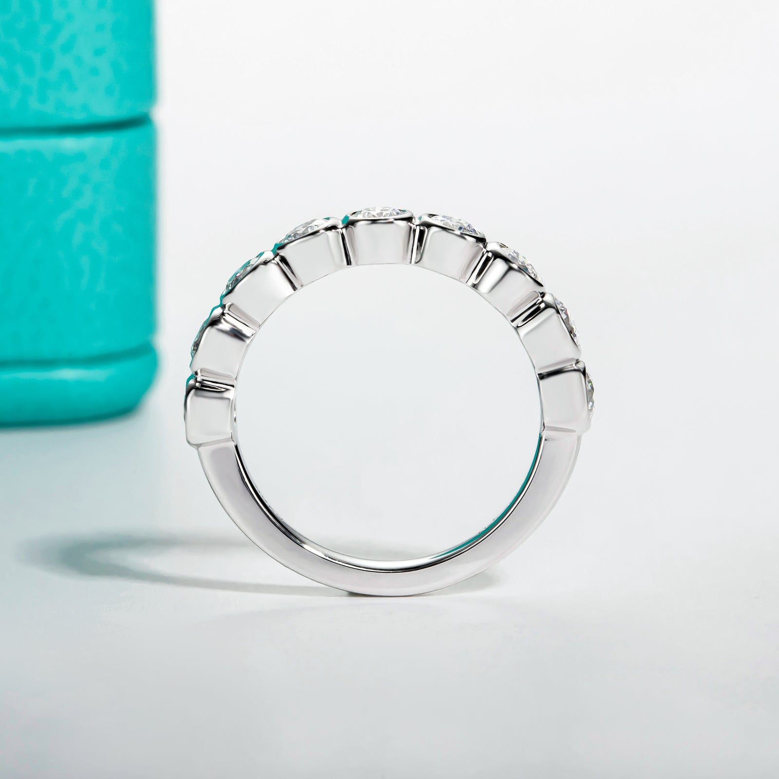 Round Cut 9 Stone Moissanite Wedding Band (0.9 cttw)