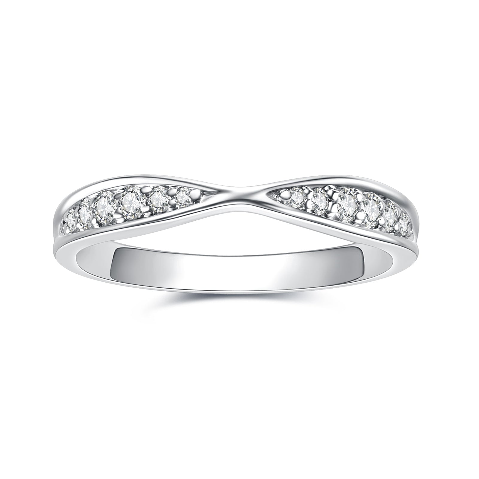 Round Cut Moissanite Bow Wedding Band