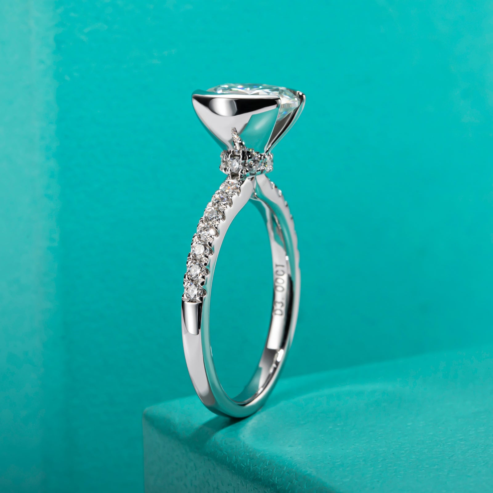 AnuClub 3 Carat Moissanite Engagement Ring 14K Gold Palted 925 Sterling Silver Solitaire Twisted Anniversary Wedding Promise Ring for Women